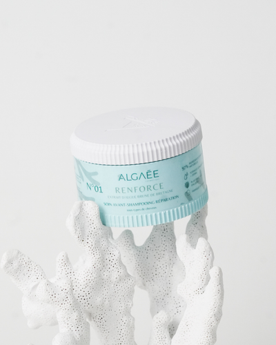 soin avant shampooing naturel concentré ALGAÉE réparation aux algues pour renforcer les cheveux sans sulfates et sans silicones. Aux propriétés : hydratante, régénérante, nourrissante, démêlante, anti-frisottis, contrôle du volume et définition des boucles